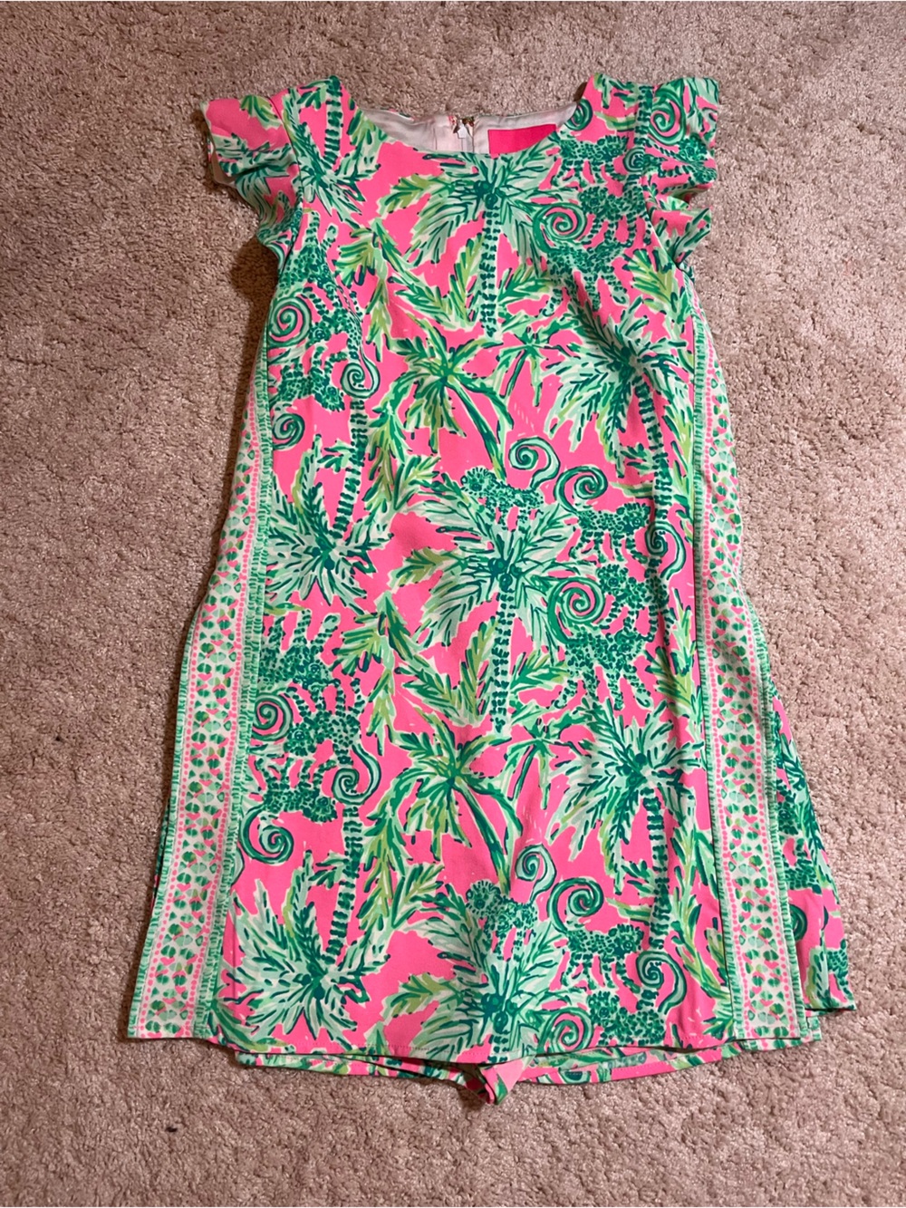 Lilly Pulitzer Pink and Green Tropical Print Romper